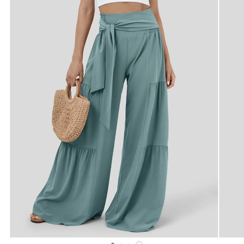 Halara high waisted size medium mineral blue wide leg pants